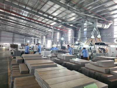 Vietnam SPC Flooring Manufacturer with workers and production lines